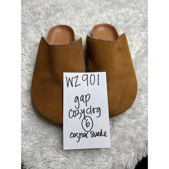 Gap Cozy Clog Women's 6 in Cognac Suede Boho Faux Fur Lined - Picture 7 of 7